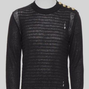 Balmain Summer Sweater Gold Button Size M BLACK